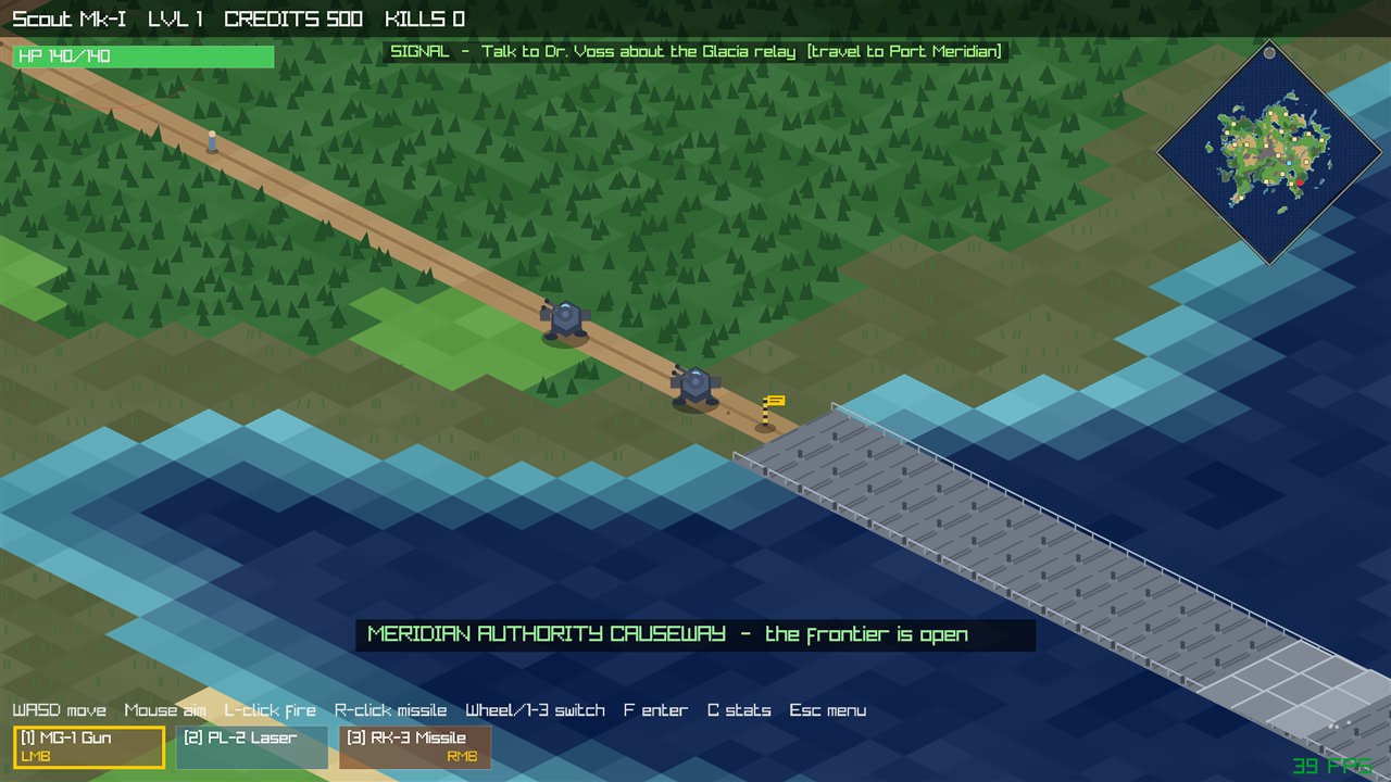 A causeway extends from the coastal survey site across the open sea toward the endless frontier